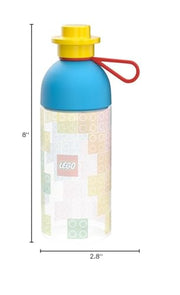 Room Copenhagen Lego Hydration Bottle, Transparent Water/Hydration Bottle, 500 ml, Mix Colors with Iconic Lego Graphics (Easy to Fill with ice)