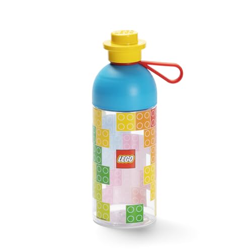 Room Copenhagen Lego Hydration Bottle, Transparent Water/Hydration Bottle, 500 ml, Mix Colors with Iconic Lego Graphics (Easy to Fill with ice)