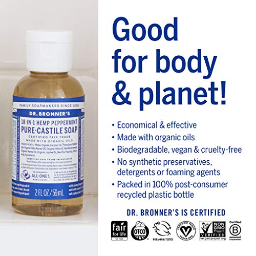 Dr. Bronner's - Pure-Castile Liquid Soap - Made with Organic Oils, 18-in-1 Uses: Face, Body, Hair, Laundry, Pets and Dishes, Concentrated, Vegan, Non-GMO