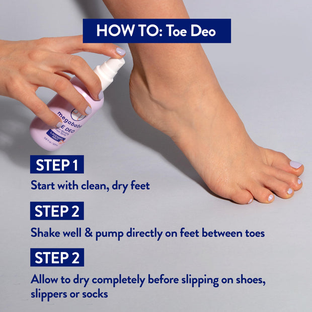 Megababe Toe Deo Odor-Blocking Foot Spray | 3.8 fl oz